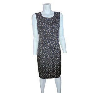 DKNY Silk Blend Heart Print Sleeveless Knee-Length Sheath Dress Women 6 Office